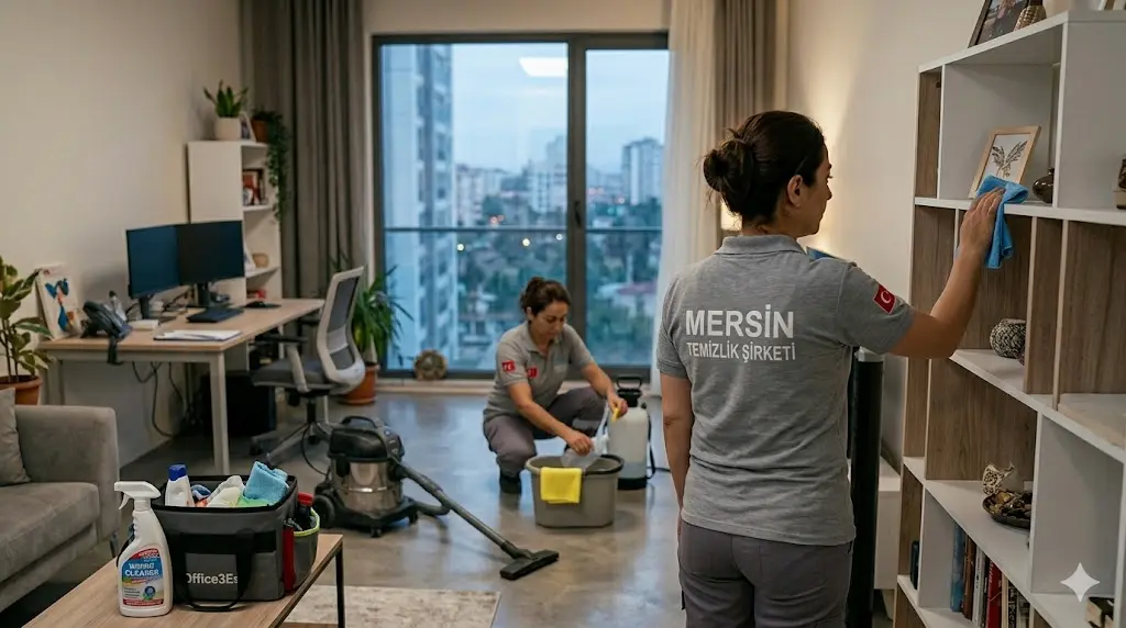 Mersin gündelik temizlikçi bayan İlhan Temizlik ev temizliği yaparken