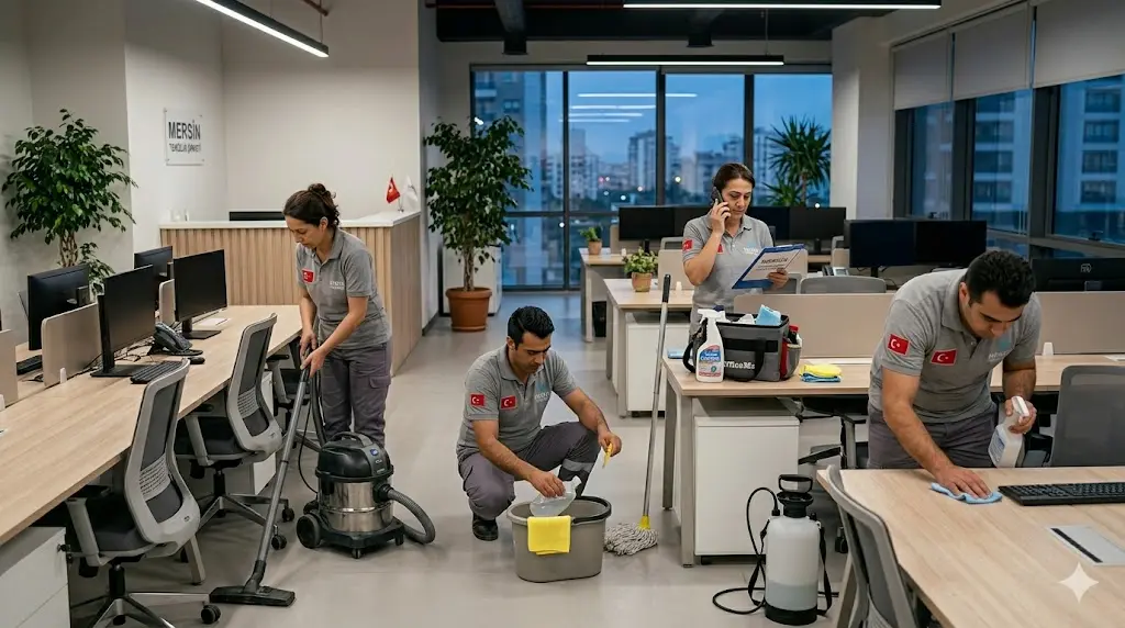 Mersin ofis temizliği İlhan Temizlik ofis temizliği yaparken